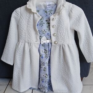 Little Lass White and Blue Floral Formal Dress